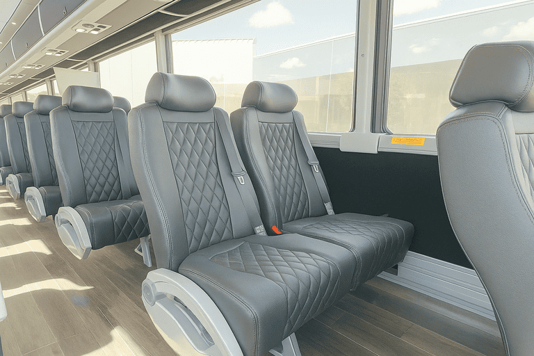 interior of Greensboro Shuttle Bus Rentals charter bus